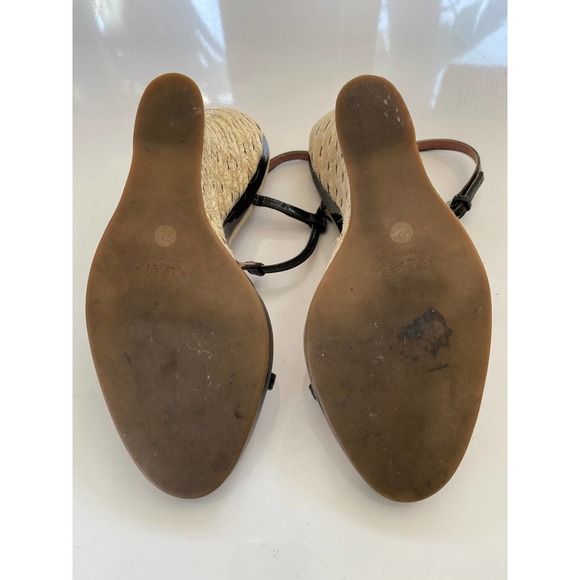 ALAÏA Black Leather Espadrille Wedge Sandal - Picture 11 of 15